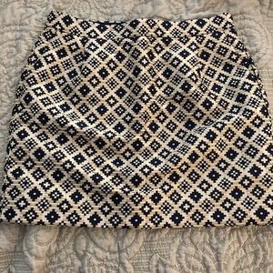 Gold and navy jcrew patterned skirt